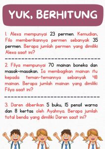 Penjumlahan Soal Cerita Panduan membaca Matematika kelas tiga