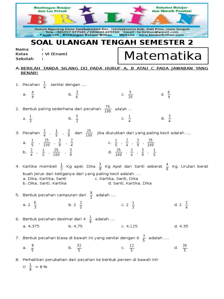 5 Rahasia Cepat Menjawab Soal Matematika Semester 2 Kelas 5 Agar Nilai Ujian Melonjak