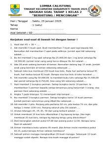 Lomba Calistung Kelas 2 - 2025 PDF