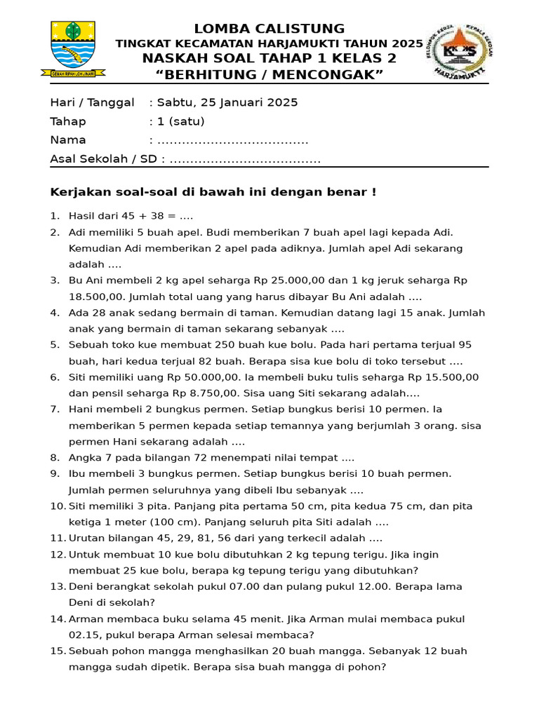 7 Rahasia Cepat Pintar dengan Contoh Soal Calistung Kelas 4 yang Sering Keluar Saat Ujian