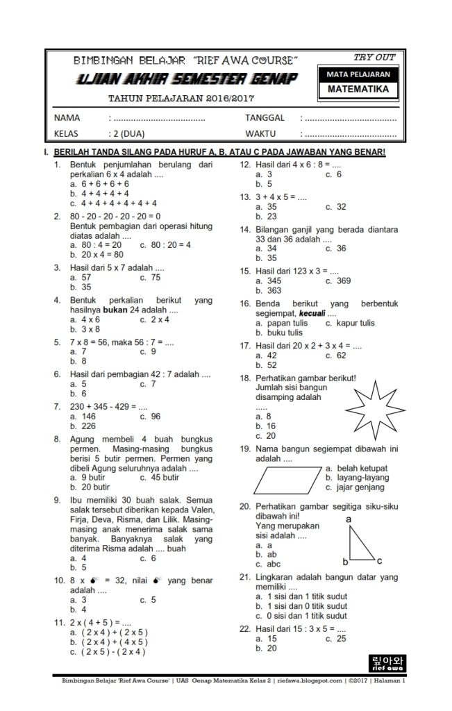 Rahasia Nilai Sempurna 30 Contoh Soal Kelas 4 Semester 2 Matematika Wajib Tahu Siswa