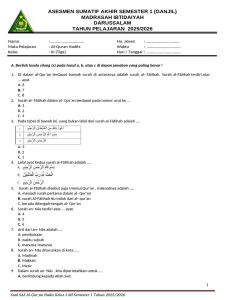 Soal PAS Al-Quran Hadits Kelas 3 SMT 1 PDF