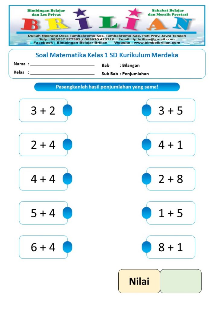 7 Latihan Contoh Soal Matematika Kelas 1 SD Semester 1 yang Ternyata Bikin Anak Semangat
