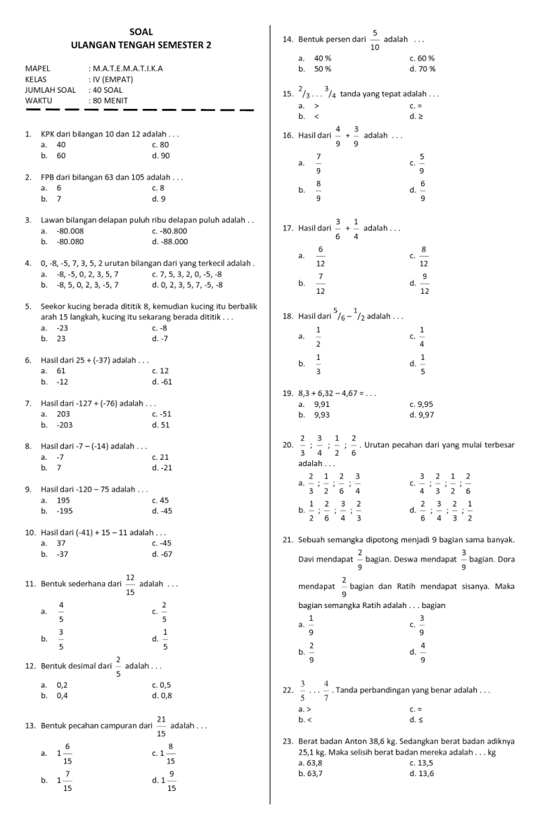 Download Soal PTS MTK Kelas 4 Semester 1 dengan 3 Tipe Materi Terbaru yang Wajib Kamu Tahu Download Soal PTS MTK Kelas 4 Semester 1 dengan 3 Tipe Materi Terbaru yang Wajib Kamu Tahu