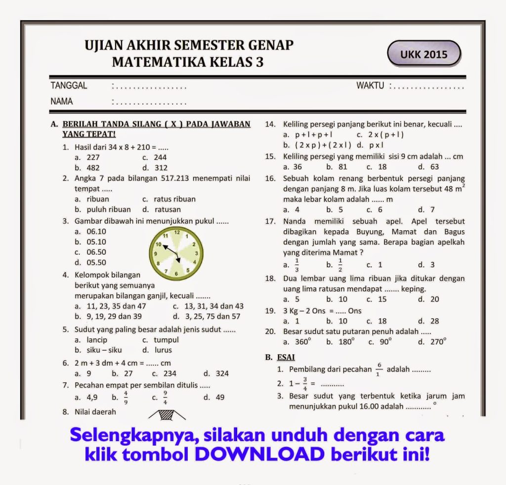 Terkuak! Soal Matematika Tema 7 Kelas 2 Ternyata Simpan 3 Fakta Mengejutkan Ini