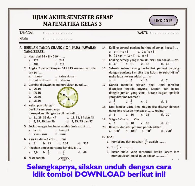 Terkuak! Soal Matematika Tema 7 Kelas 2 Ternyata Simpan 3 Fakta Mengejutkan Ini