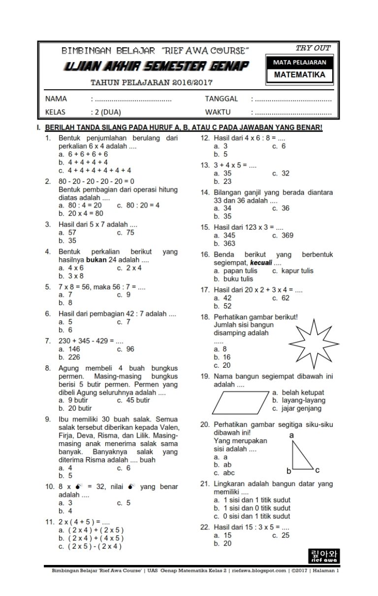 Wajib Tahu Download Soal PTS Matematika Kelas 4 Semester 2 2019-2020 Lengkap CP TP KKTP Wajib Tahu Download Soal PTS Matematika Kelas 4 Semester 2 2019-2020 Lengkap CP TP KKTP
