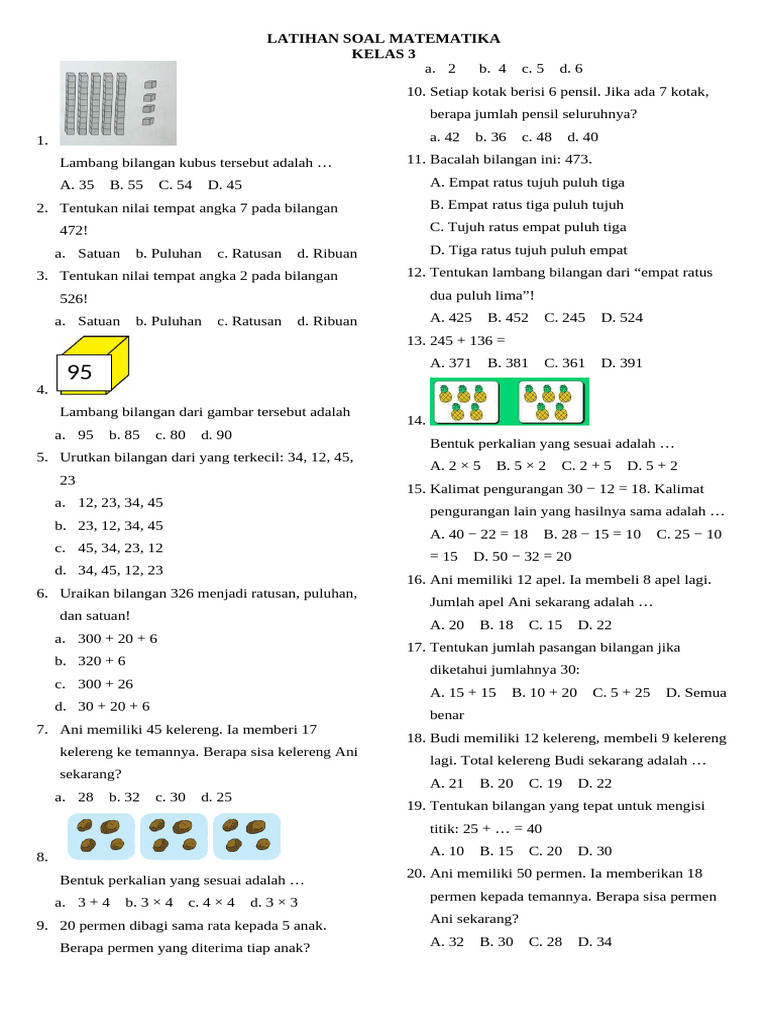 5 Rekomendasi Latihan Soal Matematika Jawaban Kelas 3 yang Ternyata Bikin Anak Makin Cinta Berhitung