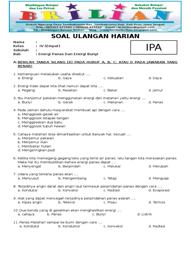 7 Fakta Penting dalam Latihan Soal IPA Kelas 4 Energi Bunyi dan Energi Alternatif yang Wajib Diketahui Siswa