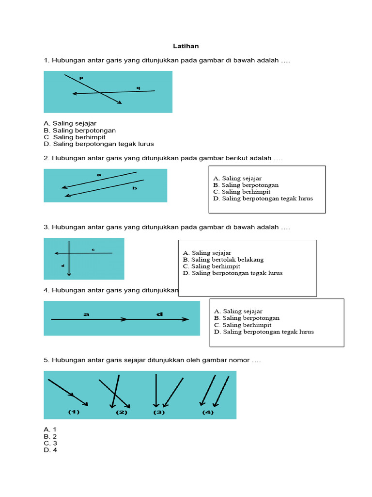 7 Rahasia Latihan Soal Hubungan Antar Garis Matematika Kelas 4 untuk Bikin Anak Pintar