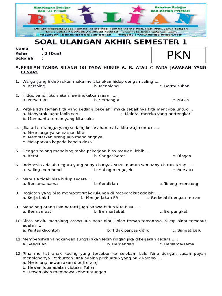 7 Rahasia Latihan Soal Kewarganegaraan SD Kelas 3 Semester 2 Beserta Jawabannya Diketahui