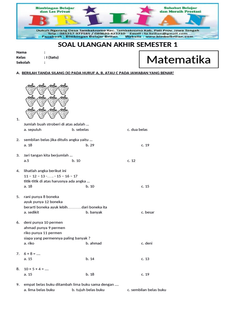 Panduan Lengkap Download Soal UAS Semester Ganjil Kelas 1 untuk
