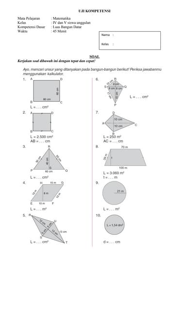 Terbukti 5 Cara Cepat Kuasai Latihan Soal Luas Matematika Bangun Datar Kelas 3 SD PDF