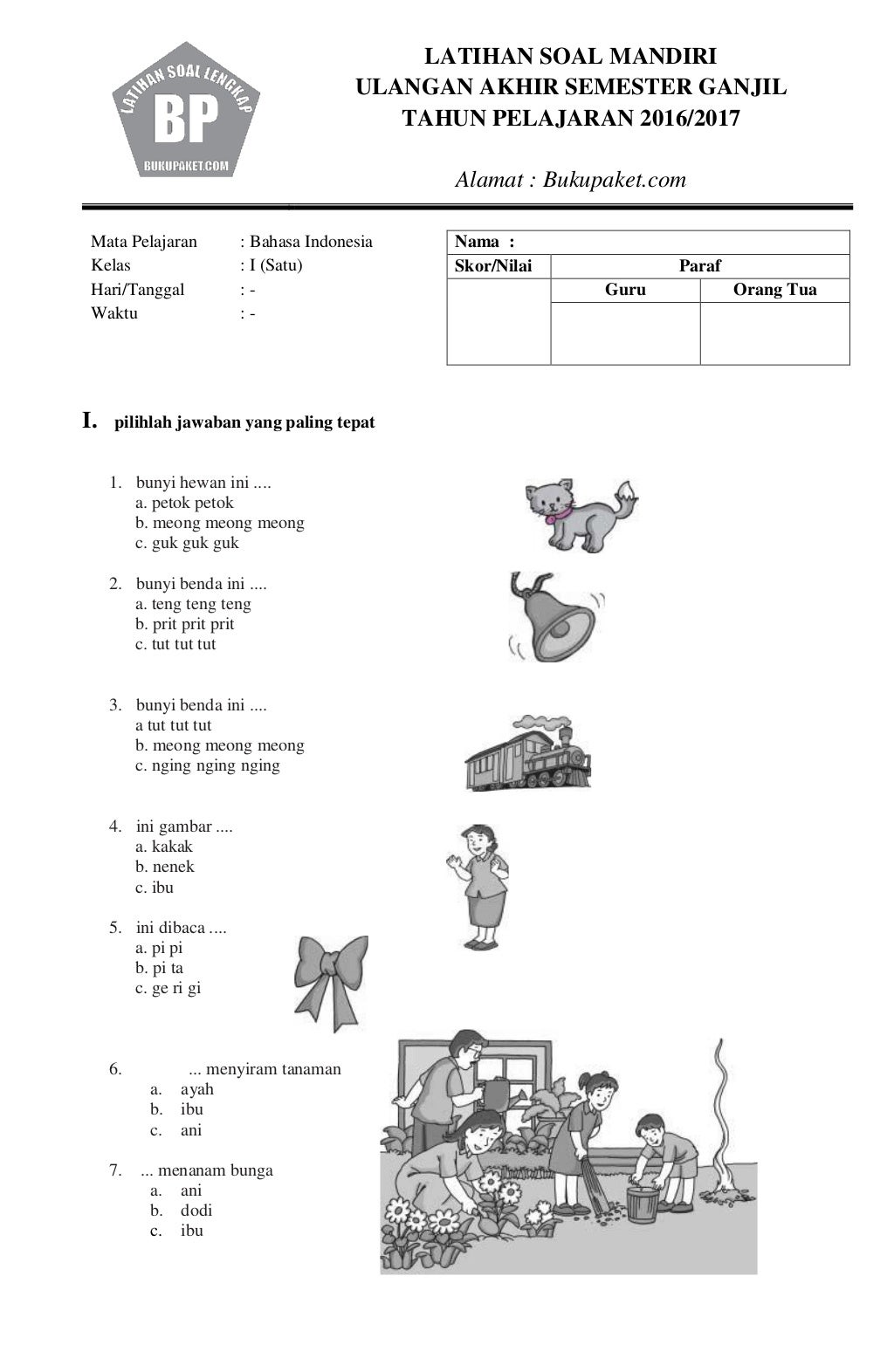 soal kelas 1 sd bahasa indonesia semester 2 soal kelas 1 sd bahasa indonesia semester 2