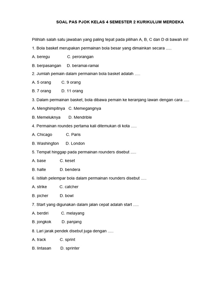 Rahasia Nilai Sempurna Kerjakan Soal PAT PJOK Kelas 4 Semester 2 Kurikulum 2013 Ini Rahasia Nilai Sempurna Kerjakan Soal PAT PJOK Kelas 4 Semester 2 Kurikulum 2013 Ini