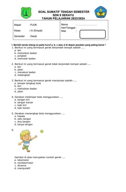 Wajib Tahu 7 Bocoran soal pat penjas kelas 4 kur 2013 Agar Nilai Ujian Langsung Bagus