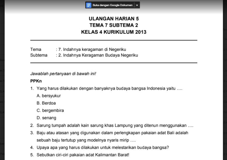 Wajib Tahu! Bocoran Contoh Soal Tema 7 Kelas 4 dan Kunci Jawaban Terbaru Tahun Ini