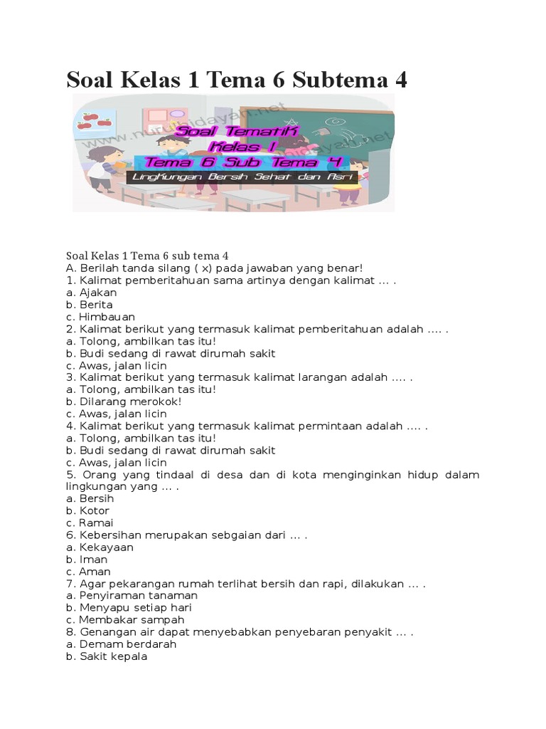 Wajib Tahu Kumpulan Contoh Soal Tema 6 Subtema 4 Kelas 1 Agar Belajar Makin Mudah Wajib Tahu Kumpulan Contoh Soal Tema 6 Subtema 4 Kelas 1 Agar Belajar Makin Mudah